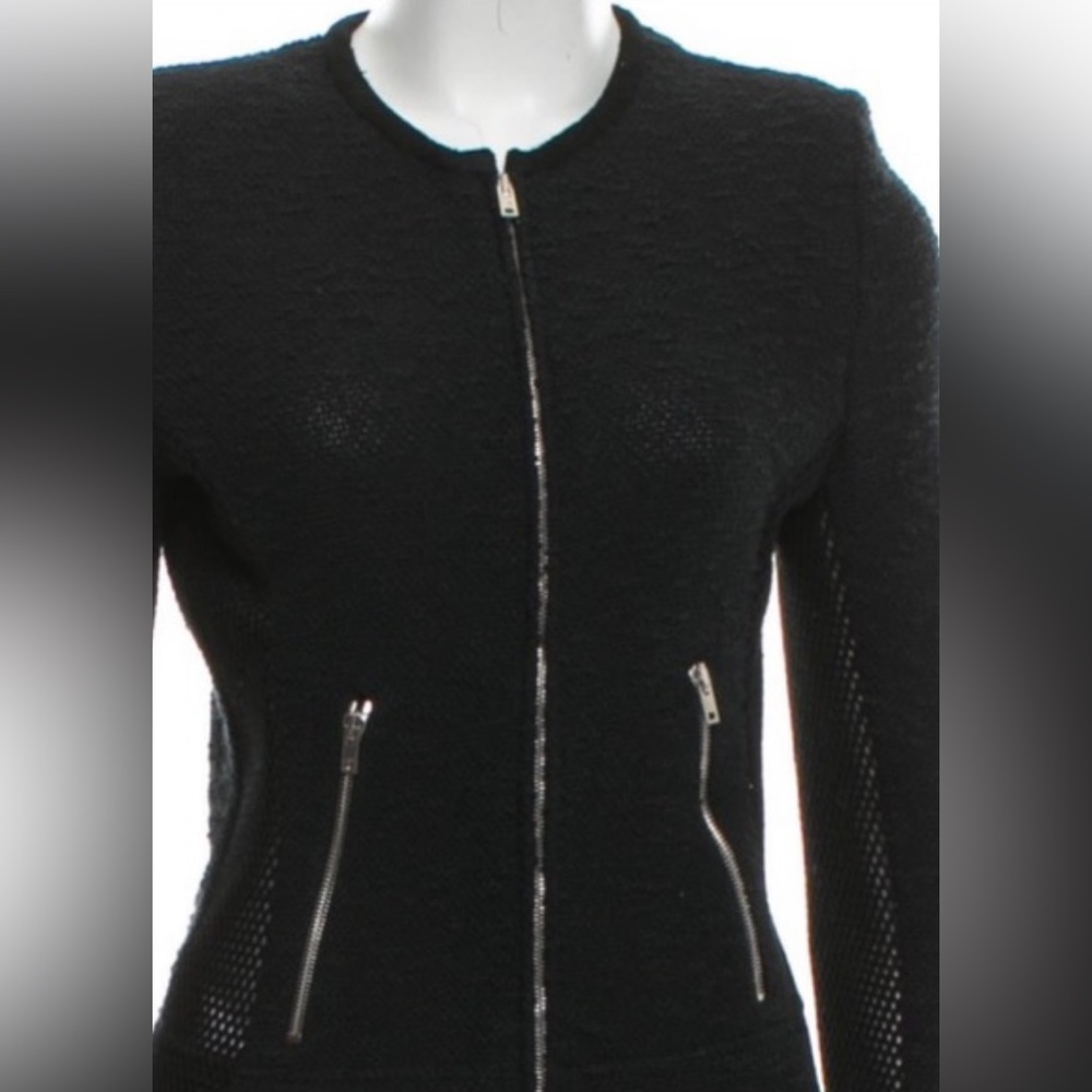 DARLING IRO AMIYA SWEATER JACKET. COLLARLESS, ZIP FRONT & POCKETS. SIDE DETAIL - Picture 3 of 12